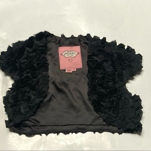 Phoebe Couture Black Rosette Cropped Bolero Jacket Size 2